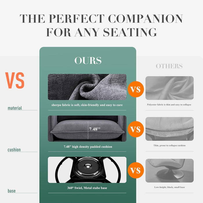 Swivel Accent Chair Set of 2, 34 Inches Wide Upholstered Arm Chair with Plump Back Pillow, Modern Sofa Living Room Chair for Bedroom, Corner, Reading Nook-Grey