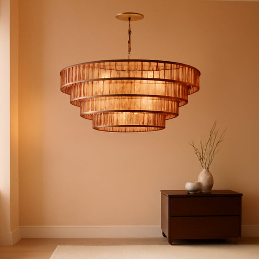 40 Inch Modern round Amber Crystal Glass Chandelier, Large 4-Tier 10 Lights Gold Luxury Hanging Light Fixture, for Dining Room, Kitchen Island, Living Room, Entryway (Included E12 Bulbs)