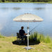 6.5Ft Sun Shade Umbrella, Portable Umbrella with Stand for Sports, Water Weight Bag, Adjustable and Lightweight, Sun Protection, Khaki