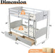 Grey SolidWood Twin Loft Bunk Bed BuiltInStorageDrawers