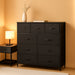 Dresser for Bedroom, Storage Organizer with 9 Drawers, Chest of Drawers with Fabric Bins, Sturdy Metal Frame, Wood Tabletop for Guest Room, Closet, Entryway, Nursery