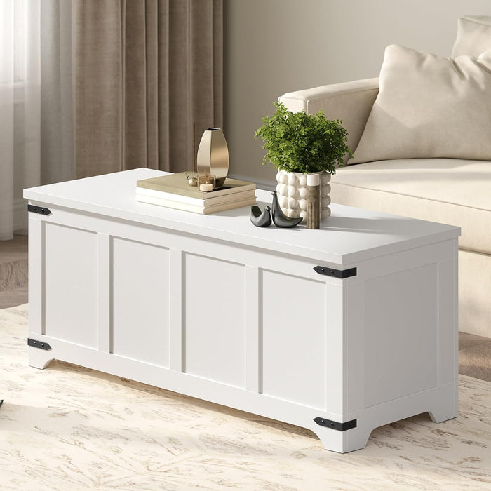 Premium White Storage Chest 47.2 Inches Contemporary