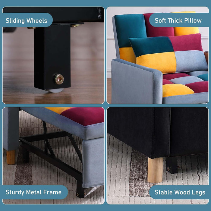 Convertible Sleeper Sofa Chair Rainbow 3In1 Compact