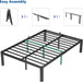 14 Inch Queen Platform Bed Frame - 3500 Lbs Heavy Duty Metal Mattress Foundation with Safe Rounded Corners & Recessed Legs, Non-Slip Mattress Retainers, Noise Free, No Box Spring Needed