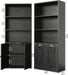 Industrial Bookshelves and Bookcases with Doors 11.8 in Depth Set of 2 Floor Standing 5 Shelf Display Storage Shelves Bookcase Home Decor Furniture for Home, Office, Living Room, Bedroom