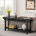 70.8-Inch Solid Wood Long Console Table, Farmhouse Entryway Table with Storage, Narrow Sofa Table Grey Couch Table for Living Room Entryway Hallway (Black)