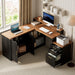63" L Shaped Executive Desk with Drawers & Monitor Stand, Corner Desk