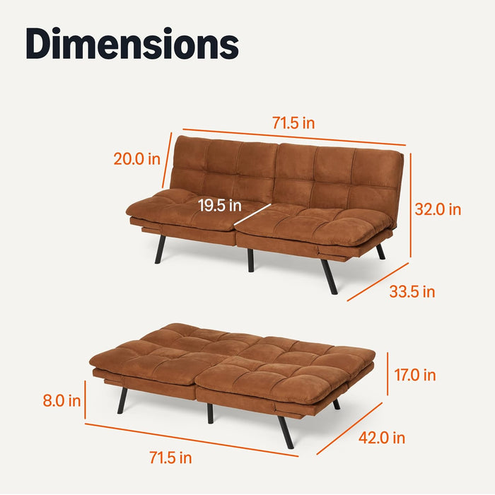 Brown Transformable Loveseat With Memory Foam Sleeper