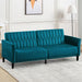 Teal Velvet Convertible Sleeper Sofa With Nailhead