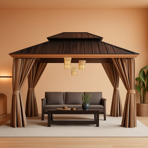 12x16 Weatherproof Aluminum Frame Gazebo Steel Roof