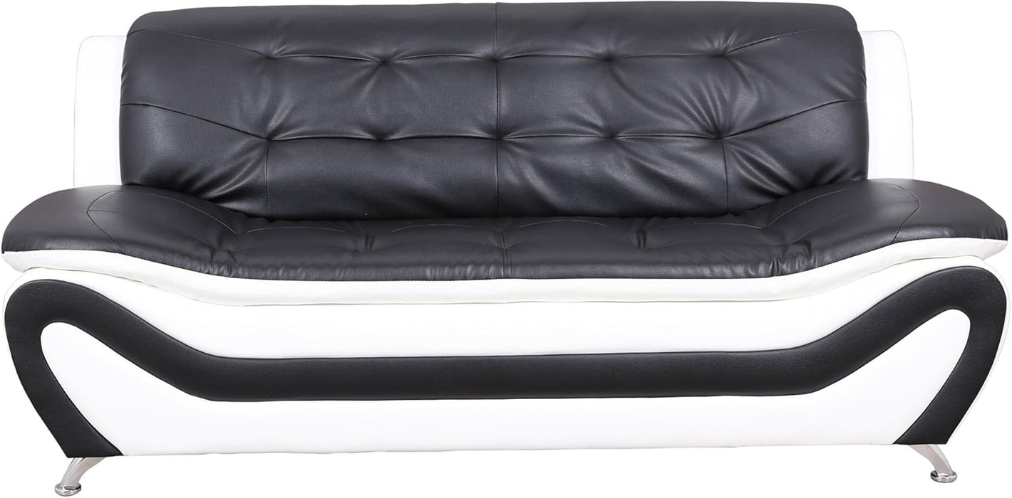 3 Piece Aldo Modern Sofa Set, Black/White