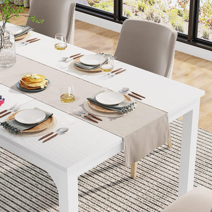 70.9 Inch Large Dining Table Rectangular Kitchen Furniture for 6 to 8 People, White