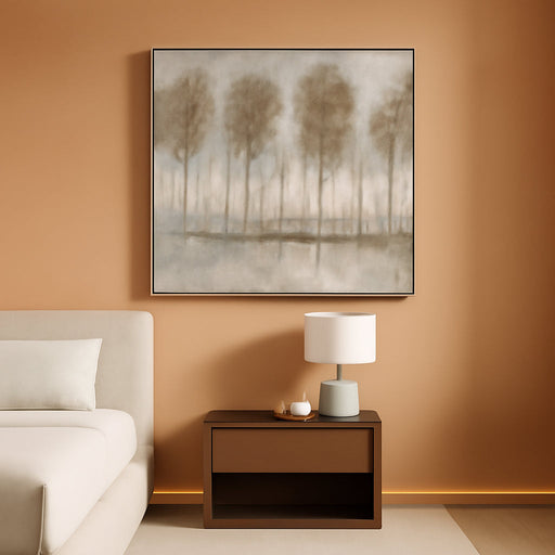 Tree Painting Canvas Wall Art: Nature Forest Landscape Picture Modern Gray Abstract Artwork for Living Room Bedroom