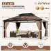 12x16 Brown Gazebo Polycarbonate Roof Aluminum Frame
