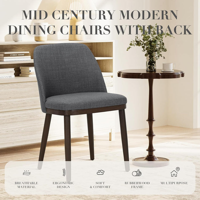 Upholstered Dining Chairs Set of 4, Modern Kitchen Chairs with Back, Leather Side Dining Room Chairs with Wood Legs for Kitchen Dining Room Restaurant,Light Grey