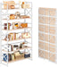 Extra Wide 6 Tiers No Assembly Book Shelves, 61.8" H Folding Bookshelf Bookcase Open Industrial Foldable Shelves for Bedroom, Living Room, Home Office - Natural White