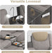 Recliner Sofa, 2 - Way Multi - Function Manual 3 Seater Couch with Cup Holders, Storage & USB Ports, Modern Multifunctional Sofa, Grey Linen & Leather Reclining Couch for Living Room