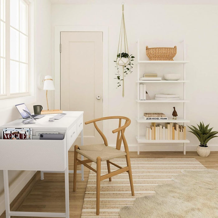 White Small Desk with Fabric Drawers - 32 Inch Vanity Desk with Storage Drawer and Bag for Bedroom, Small Vanity without Mirror, Study Writing Table for Her Girls, White