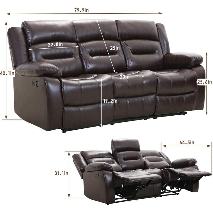 3-Seat Home Theater Recliner Sofa Set, Gray