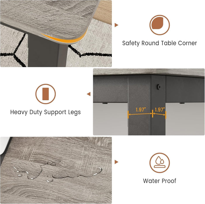 79 Inches Industrial Dining Table Greywashed Finish