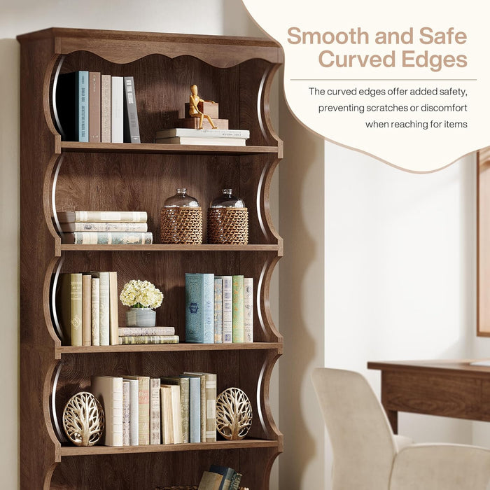 70 Inches Tall DisplayBookcase Featuring Curved Edges
