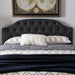 Elaine Scalloped Buttoned Size Fabric Upholstered Headboard, Queen, Dark Grey