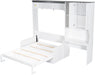 Queen Murphy Bed With Sofa Desk Storage WhiteGlossFinish