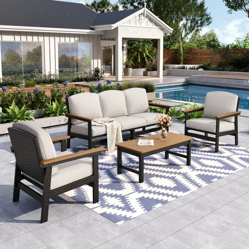 5 - Person HDPE Outdoor Seating Group with Cushions