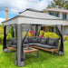 11 X 11 Ft Outdoor Patio Gazebo with Ventilated Double Roof and Mosquito Net, Pop up Steel Canopy for Patios, Backyard, Garden and Beach