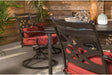 Montclair 7-Piece Outdoor Dining Set with 6 Swivel Rockers, Chili Red Cushions and Stamped Steel Rectangular Dining Table, Patio Dining Set for 6, Premium All-Weather Patio Furniture for Deck