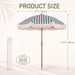 Fringe Patio Umbrella with Solar Powered String Lights, Boho Patio Umbrella for Outdoor, Garden, Deck, Pool, Push Button Tilt Pole