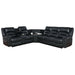 PU Leather Sectional Sofa Set, Reclining Couch for Living Room with Cup Holders, Love Seat with Wedge Wood Table, 5 Seater Theater Seating with Storage, Jet Black