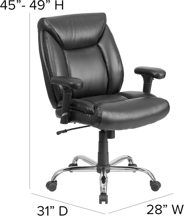 Hercules Series Leathersoft Swivel Office Chair with Loop Arms, Ergonomic High-Back Executive Chair with Padded Seat and Arms, Black