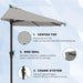 9FT Half Patio Umbrella, Outdoor Wall Umbrella with Crank & 5 Sturdy Ribs, Table 1/2 Umbrella Patio for Garden, Deck, Balcony and Pool, Foggy Gray
