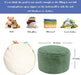 Stuffed Ottoman with High Density Foam Filler Plush Fiber Pouf Stool round Foot Stool Storage Ottoman 20 * 12''Floor Pouf Foot Rest for Living Room (Green)