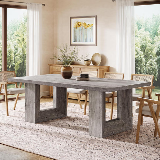 63Inch Grey Farmhouse Dining Table Geometric Frame