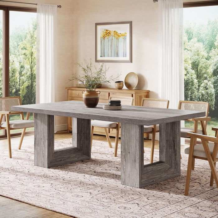 63Inch Grey Farmhouse Dining Table Geometric Frame