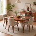 Wooden Dining Chairs Set of 4, Upholstered Mid Century Dining Chairs with Thick Seat Cushion and Curved Back for Dining/Kitchen/Living Room, Camel