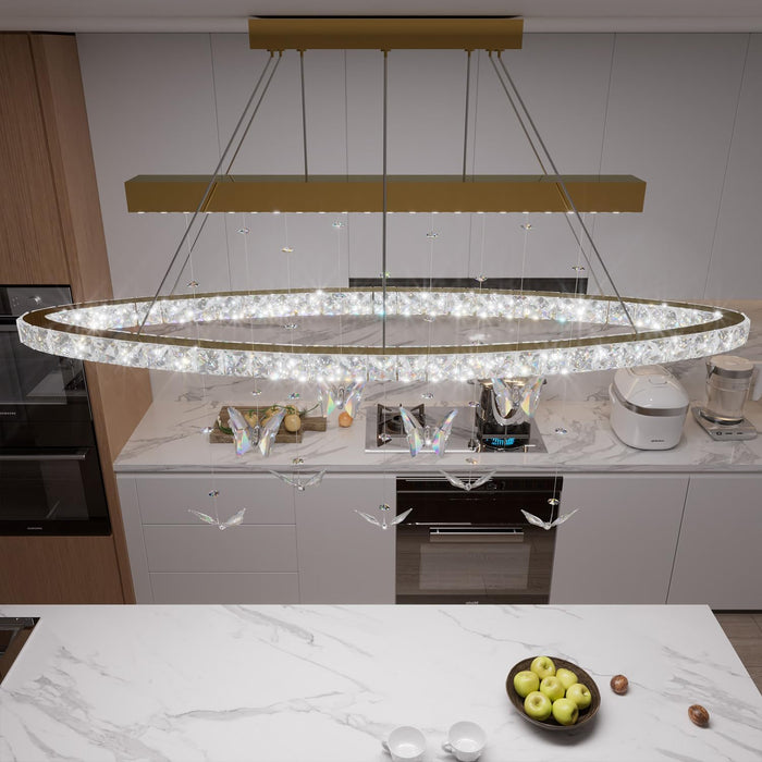 32 Inch Gold Crystal Butterfly Chandelier CeilingMount