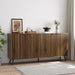 Walnut Buffet Cabinet with Storage, Large Sideboard Cabinet with 4 Fluted Doors and Metal Legs, Storage Cabinet with Adjustable Shelf, Accent Table for Living Room, Dining Room, Kitchen
