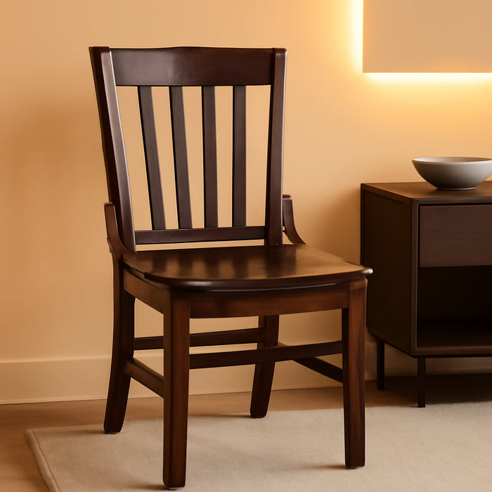 Hercules Series School House Back Mahogany Wood Dining Chair, Traditional Elegant Wood Restaurant Chair, Walnut Wood