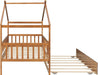 Walnut Solid Wood House Bed Trundle UnitBundleWithDrawers