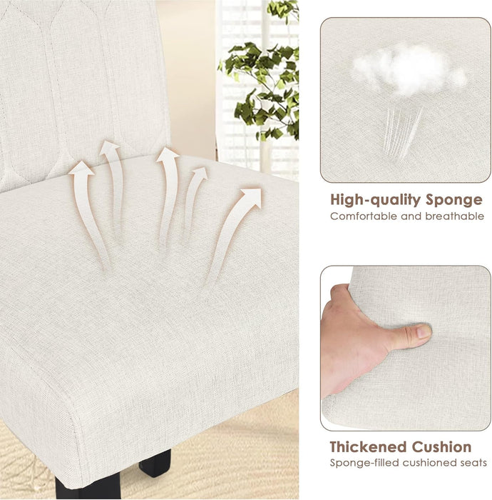 Upholstered Dining Chairs Set of 4, Modern Accent Parsons with Comfort Seat, Solid Wood Legs W/Rubber Footpads, for Living Room Kitchen, Beige