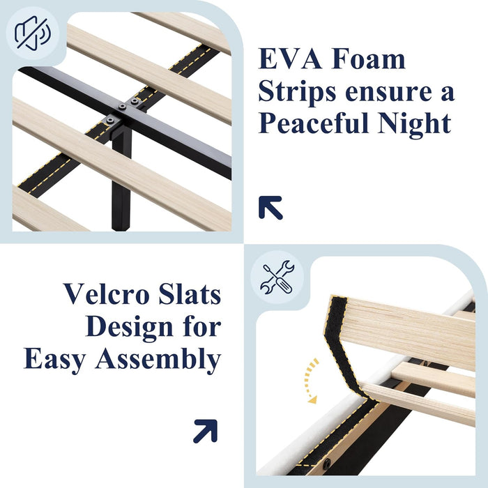 Full Size Platform Bed Frame with Charging Station & Storage Headboard, Upholstered Velvet Wingback Design & USB Port, Strong Wooden Slats Support, No Box Spring Needed, Easy Assembly, White