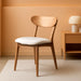 100% Solid Wood Upholstered Dining Chairs, Mid Century Modern Oak Dining Chairs with Curved Back Design with Butterfly Wing Shape for Kitchen, Dining Room, Restaurant (4PK, Log Color-Beige Cushion)