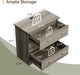 3 Drawer Dresser with Charging Station, Small Dresser Grey Chest of Drawers, 31.5" W Gray Wood Dressers for Bedroom, Living Room, Hallway, Home Office, 15.75" D X 31.5" W X 31.5" H