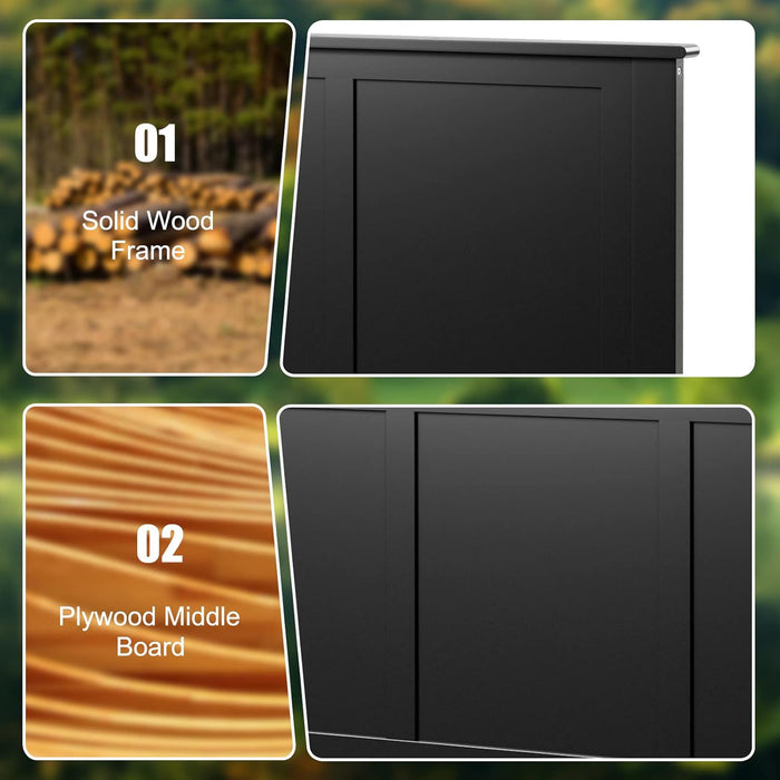 Flat Panel Headboard with Pre-Drilled Holes for Height Adjustment, Thickened Wooden Bed Backboard, Full Size, Black