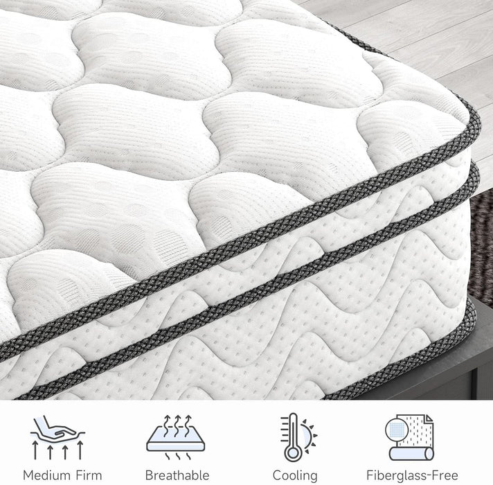 Twin Size Mattress 12Inch FiberglassFree MemoryFoam Hybrid