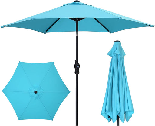 7.5Ft Patio Umbrella, Outdoor Umbrella Aluminum Market Table Umbrellas with Tilt, Crank and Sturdy Ribs for Lawn, Garden, Backyard and Pool