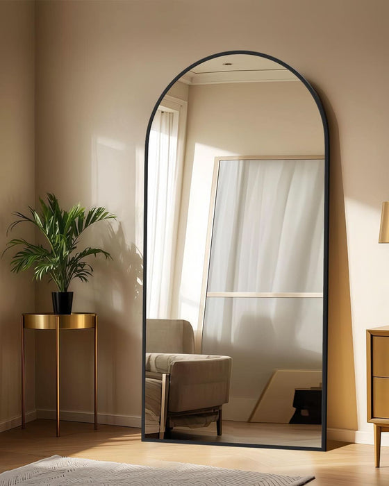 71"X32"Floor Mirror Full Length,Arched Full Length Mirror with Stand,Full Body Mirror,Hanging or Large Leaning for Bedroom Living Room Black